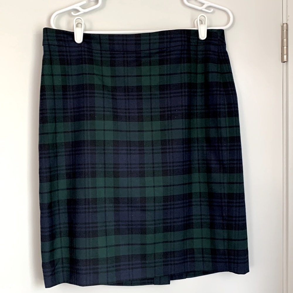 J Crew Pencil Skirt in Navy/Green Plaid - 10